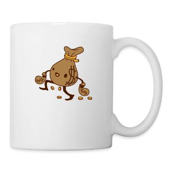 Happy Walking Money Bag Comic - Mug - white - Right