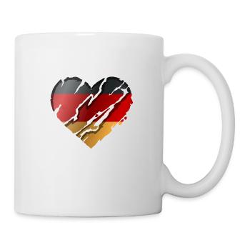Deutschland Flagge Deutsche Fahne Herz Heimat - Tasse - Weiß - Rechts