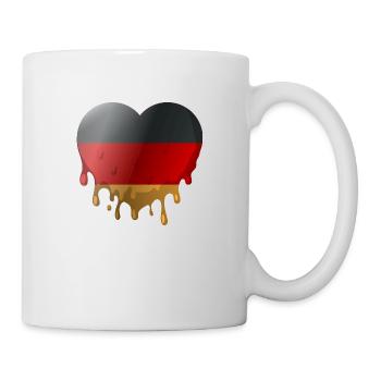 Deutschland Flagge Deutsche Fahne Herz Heimat - Tasse - Weiß - Rechts