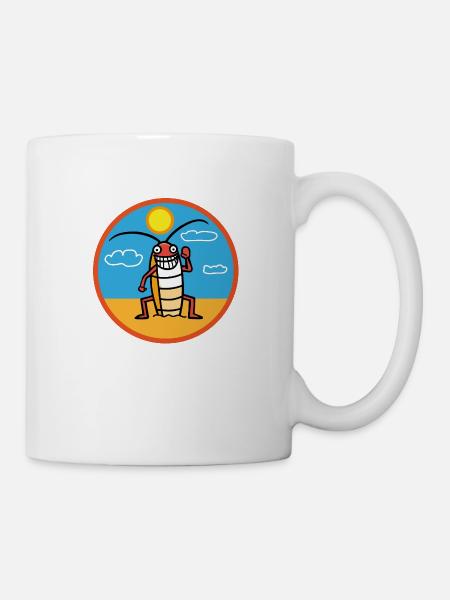 Kakerlake am Strand beim Sonnenbad - Tasse - Weiß
