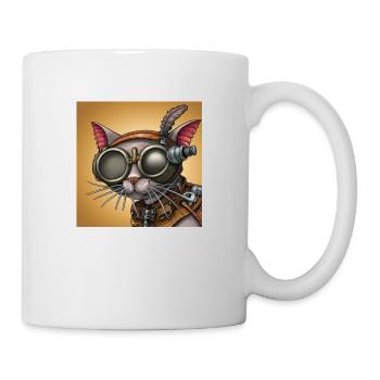 A walk through the robot mind: Steampunk-Katze - Tasse - Weiß - Rechts
