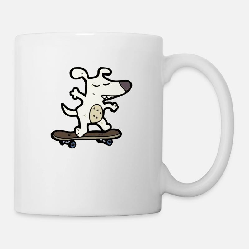 Hund auf Skateboard - Tasse - Weiß