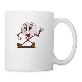 funky volley ball cute cartoon character walking - Mug - white - Right