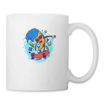 ice skater ice cream skate boarder cartoon style - Mug - white - Right