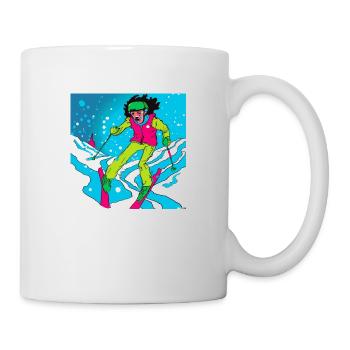 Retro skis on the valley run - Mug - white - Right