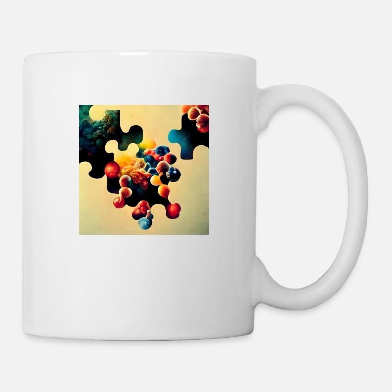 Puzzle Motiv mit Molekülen - Tasse - Weiß