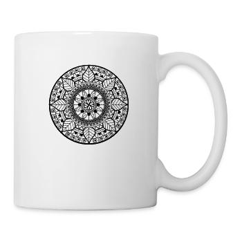 Fröhliche Mandala-Pflanzen und -Blätter - Tasse - Weiß - Rechts