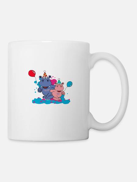 balloon party celebrate hippo hippo kids baby - Mug - white