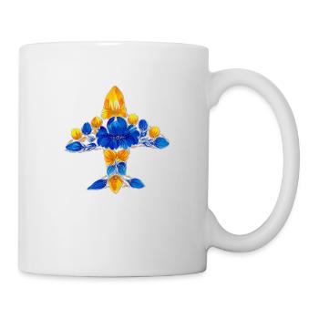 Mriya plane. The largest.Petrykivka Ukrainian art - Mug - white - Right