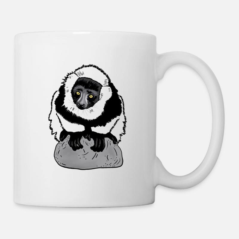 Vari noir et blanc (Lémurien) - Mug blanc - blanc