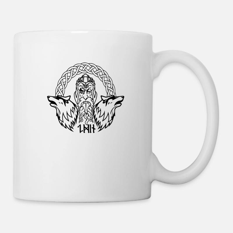 Wikinger Gott Odin mit Raben und Axt keltisch nord - Tasse - Weiß