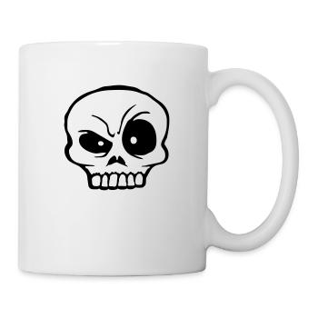Dessin animé sceptique expression faciale crâne - Mug blanc - blanc - Droite