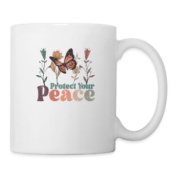 Schmetterling Blume blumig Sprüche Spruch Blumen - Tasse - Weiß - Rechts