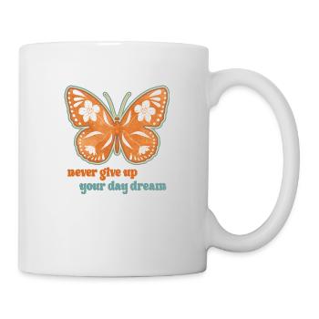 Schmetterling Blume blumig Sprüche Spruch Blumen - Tasse - Weiß - Rechts