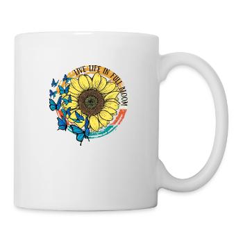 Schmetterling Blume blumig Sprüche Spruch Blumen - Tasse - Weiß - Rechts