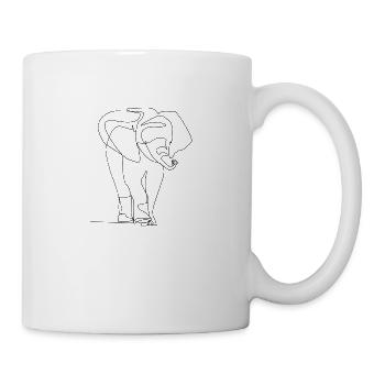 Elephant - A Line Line Drawing / Line Art - Mug - white - Right