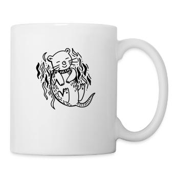 otter on the back with ocean waves 1 color - Mug - white - Right