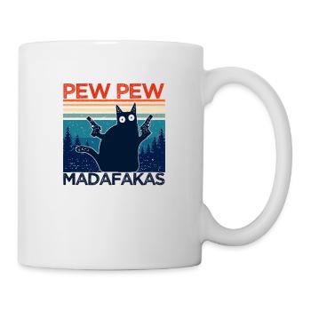 pew pew funny cat lustige katze geschenkidee - Tasse - Weiß - Rechts