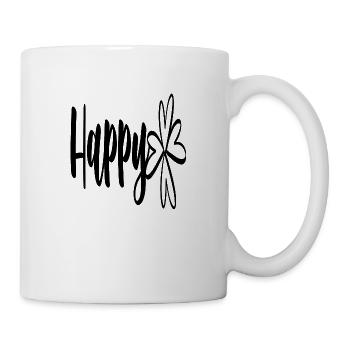 Happy Glücklich Motivation - Tasse - Weiß - Rechts