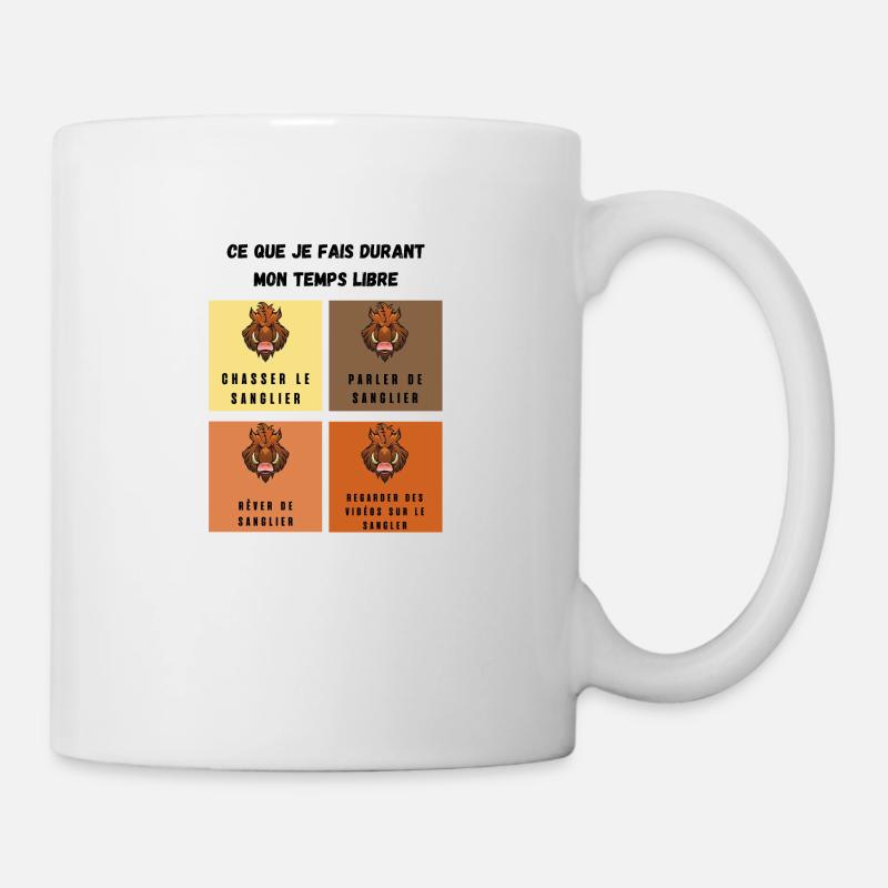 ce que je fais durant mon temps libre sanglier - Mug blanc - blanc