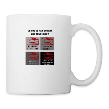 ce que je fais durant mon temps libre voiture - Mug blanc - blanc - Droite