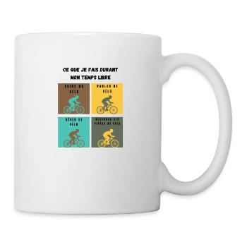 ce que je fais durant mon temps libre vélo - Mug blanc - blanc - Droite