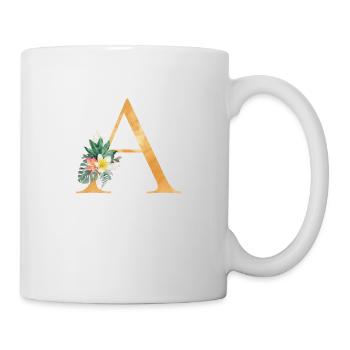 Personalisierbar Monogramm A Tropisch Botanik - Tasse - Weiß - Rechts