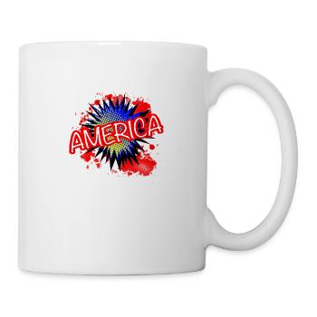 America Red White And Blue Cartoon Exclamation - Mug - white - Right