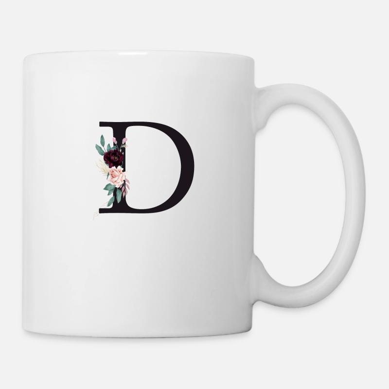 Monogramme D Floral personnalisable - Mug blanc - blanc