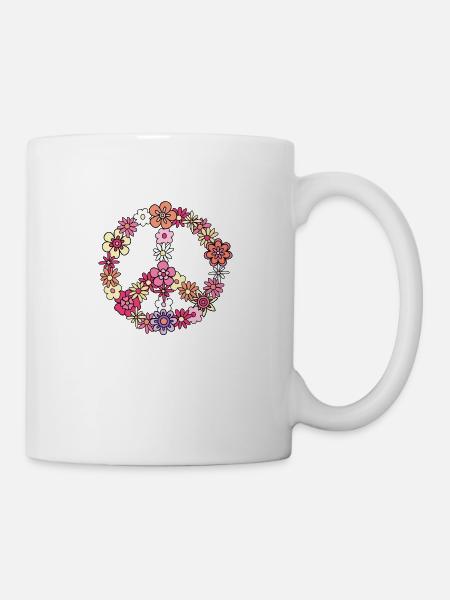 Flower Power Peace Sign - Mug - white