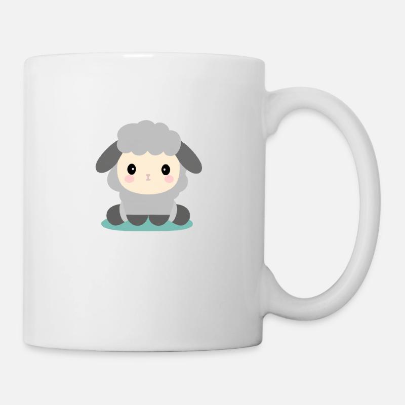 Mouton kawaii assis - Mug blanc - blanc