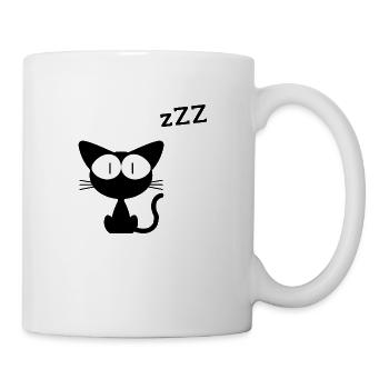 Eine müde Katze, die nicht schlafen kann - Tasse - Weiß - Rechts