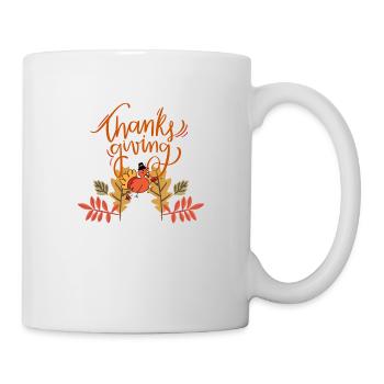 Thanksgiving Erntedank Fest Truthahn T-Shirt - Tasse - Weiß - Rechts