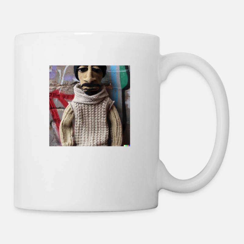 marionnette tricotée en laine - Mug blanc - blanc