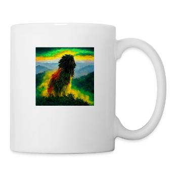 Rastafari lion on mountain in Jamaica AI painting - Tasse - Weiß - Rechts