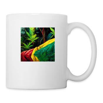 Rastafari smoking weed in the jungle AI painting - Mug - white - Right