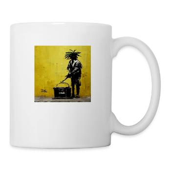 Banksy style jamaican rasta - Mug - white - Right