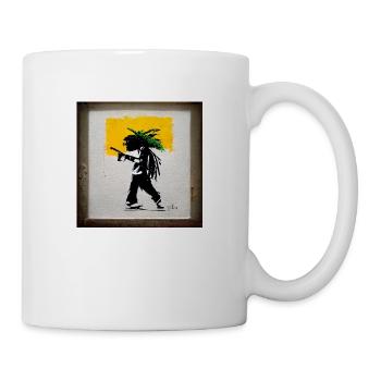Banksy style jamaican rasta - Mug - white - Right
