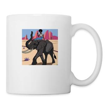 skinny black girl riding elephant - Tasse - Weiß - Rechts