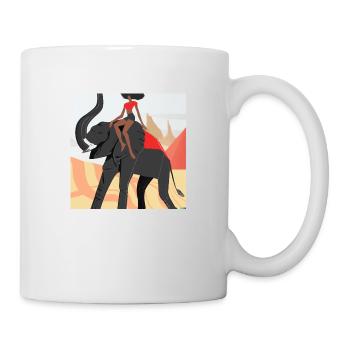 girl riding elephant - Mug - white - Right