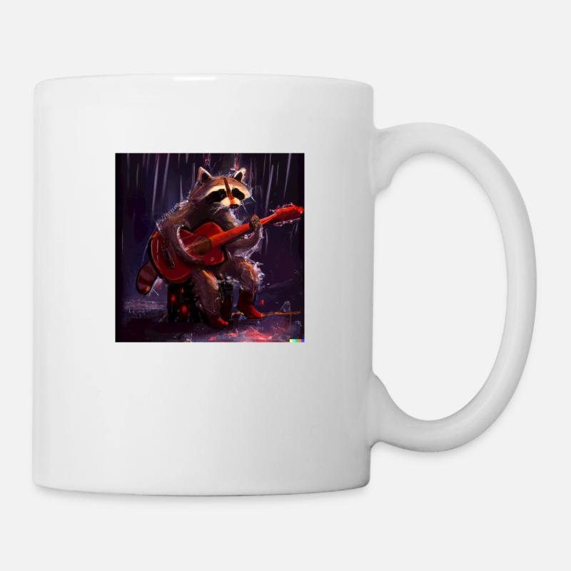 racoon playing guitar - Tasse - Weiß