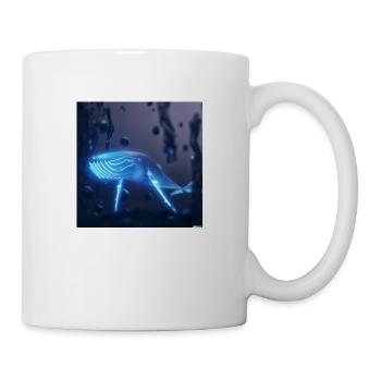 blue whale in a dark ocean - Mug - white - Right
