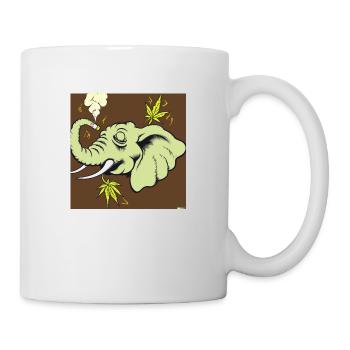 Éléphant fumant de l’herbe - Mug blanc - blanc - Droite