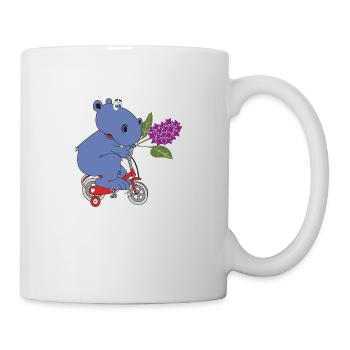 hippo nilpferd kinder herrentag männertag fahrrad - Tasse - Weiß - Rechts