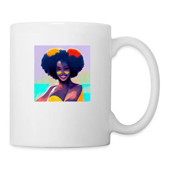 Beautiful Afro girl in bikini - Mug - white - Right