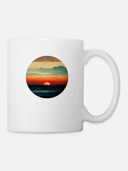 Vintage Sunset Painting - Tasse - Weiß