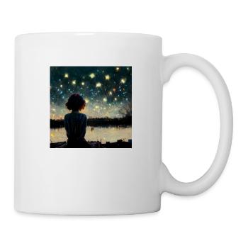 Fille détaillée regardant un ciel étoilé - Mug blanc - blanc - Droite