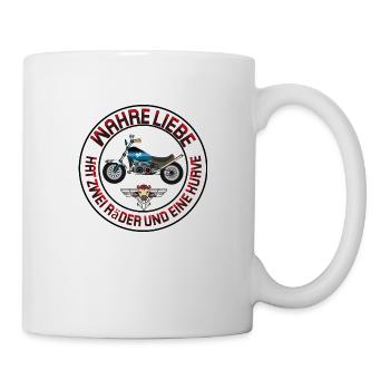 Motorrad Wahre Liebe hat zwei Räder und Kurven - Tasse - Weiß - Rechts