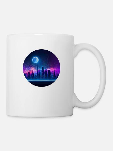 Stadt im Dunkel - Tasse - Weiß