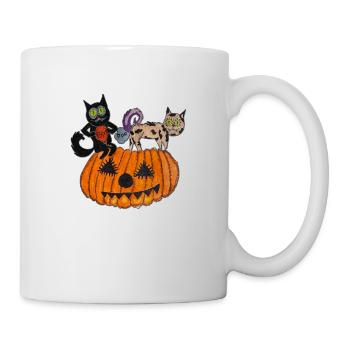 Chat noir d’Halloween. Fête de citrouille d’Halloween - Mug blanc - blanc - Droite